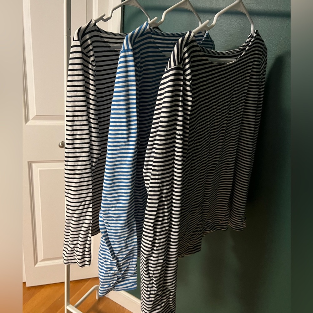 THREE JCrew Factory Long Sleeve Tees-blue